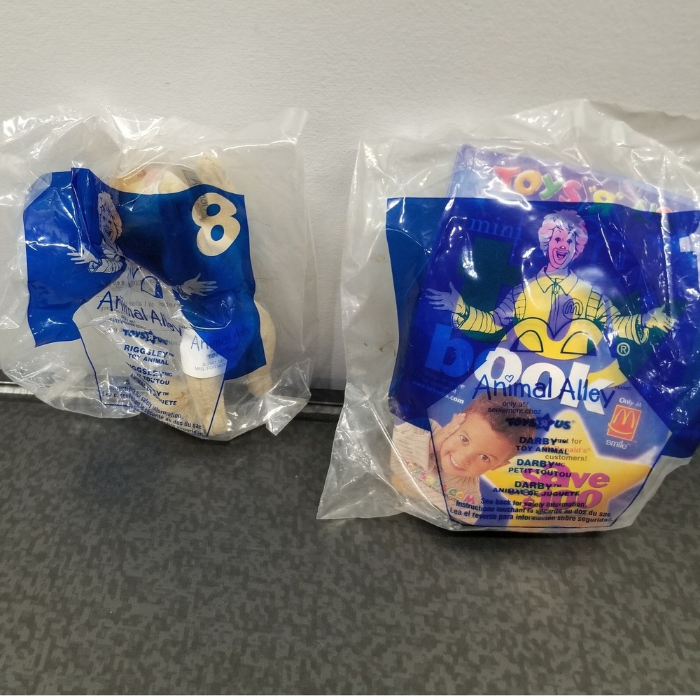 Lot of (2) McDonalds 2001 Happy Meal Animal Alley Toys R Us Riggsley Darby Plush